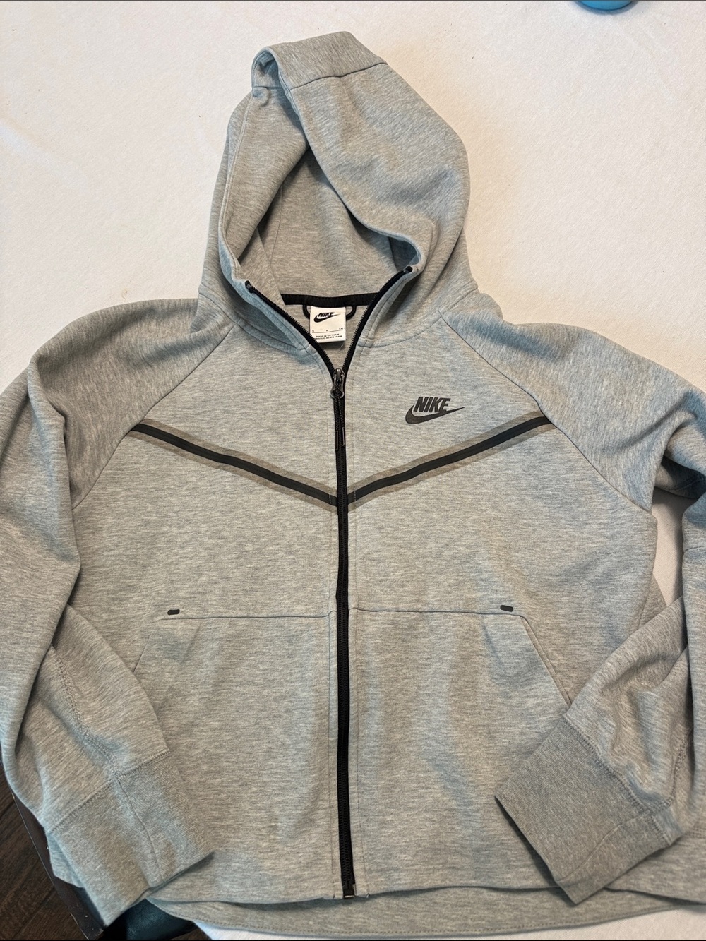 Nike Women’s Size S Light Gray Hooded Full-Zip Jacket with Black Accents